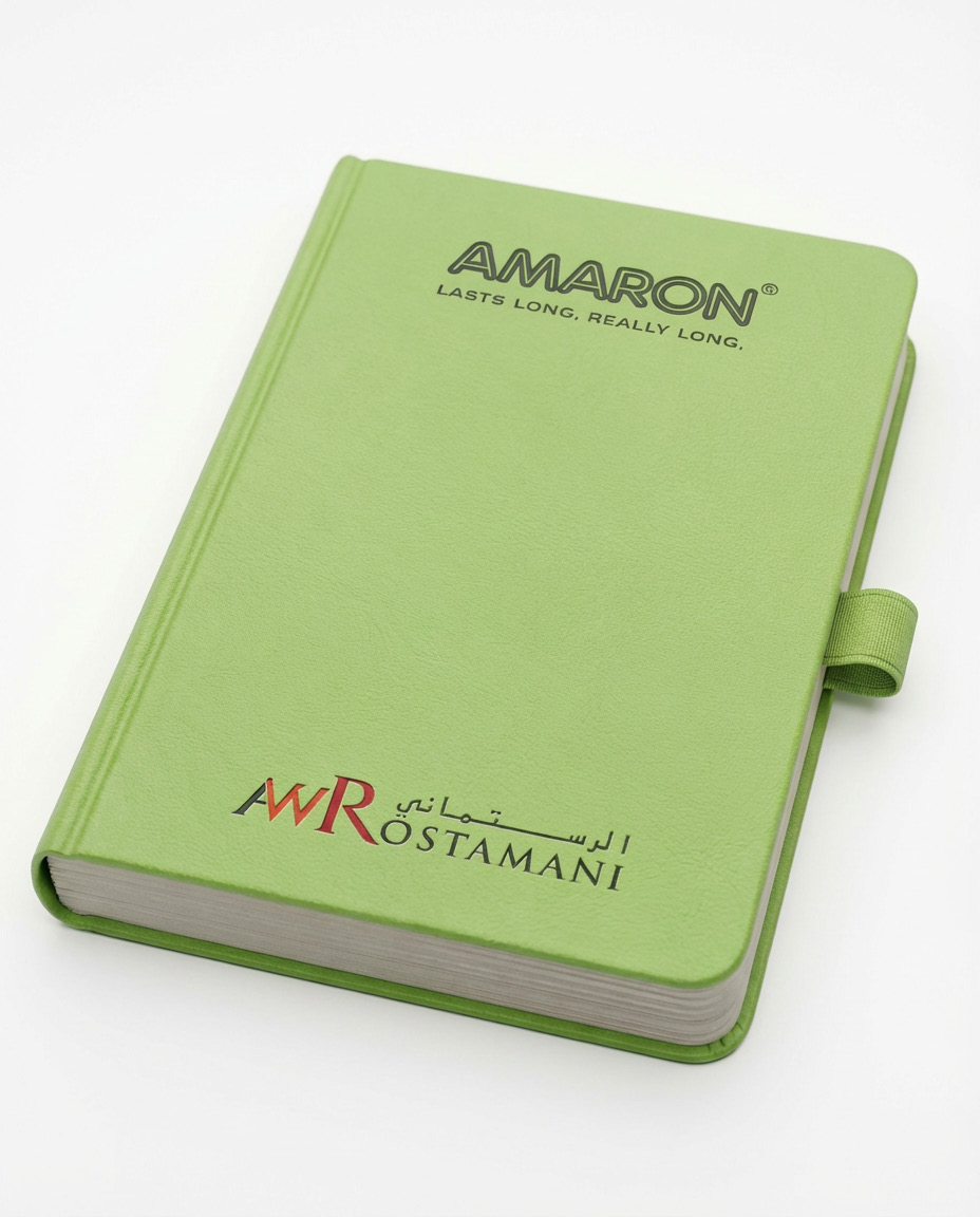 Branded notebook and water bottle gift set